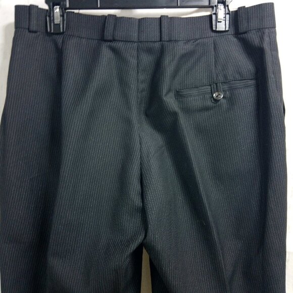 Custom Made 39S 2 Button Black Glittering Pinstripe 2pc Suit 33x29 Flat Front - Picture 11 of 12